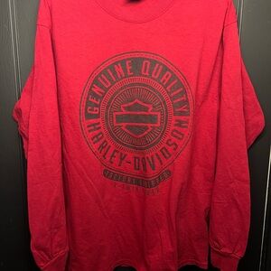 Harley-Davidson Bright Red Tee with Black Logo Tag Sz L